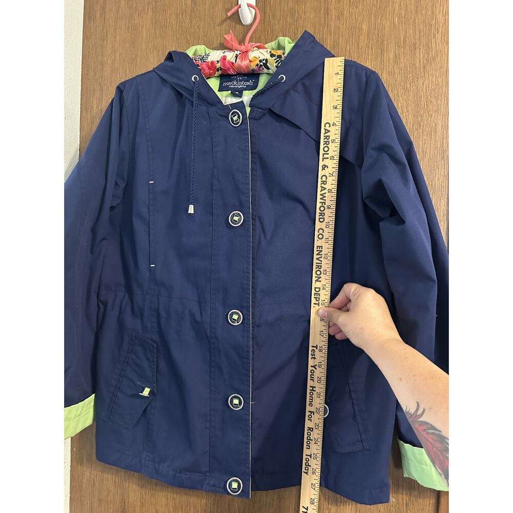 Mackintosh New England Womens M Rain Jacket Blue Hooded Coat adjustable waist - Picture 12 of 13